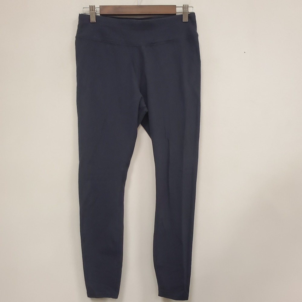 Pact Womens Organic Cotton Pull On Leggings Size M Blue Athleisure Mid Rise